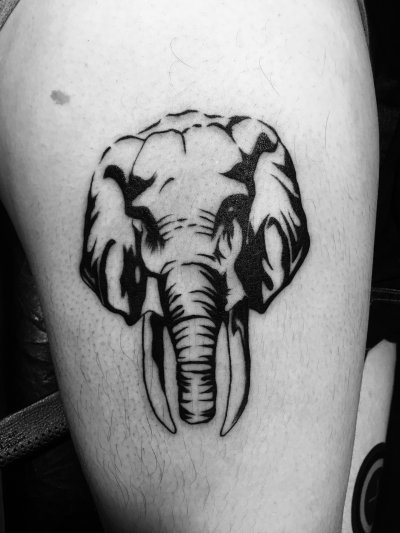 腿部大象头部纹身-缩略图