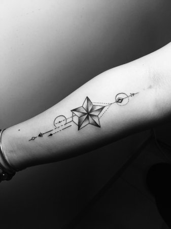 手臂五角星组合纹身-缩略图